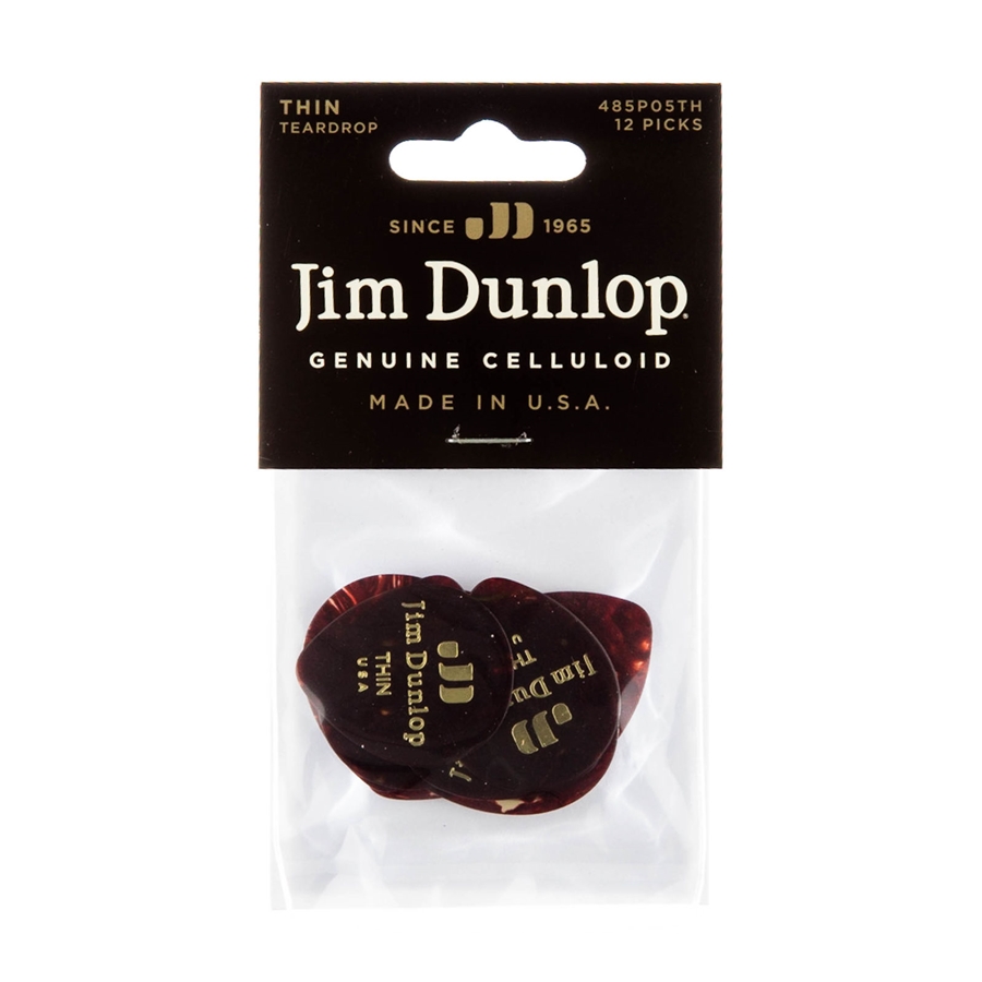 Dunlop 485P-05TH Celluloid Teardrop, Shell Thin Player’s Pack/12