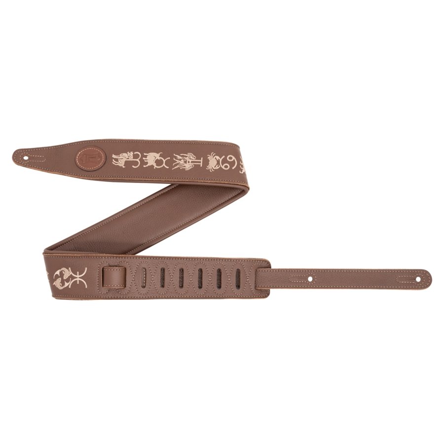Levy’s MG317ZE-BRN Tracolla in pelle ricamata Zodiac Signs Brown 2 1/2″