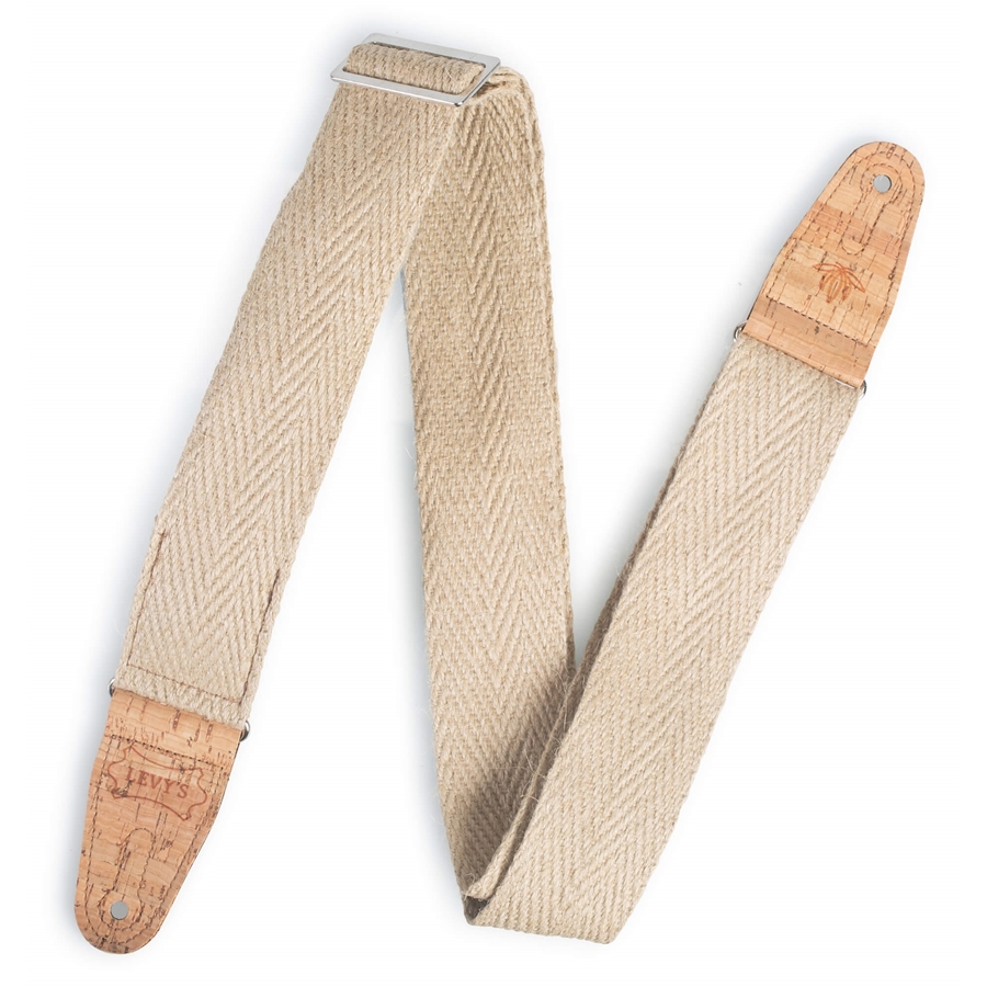 Levy’s MH8P-NAT Tracolla in canapa con terminali in sughero Natural 2″