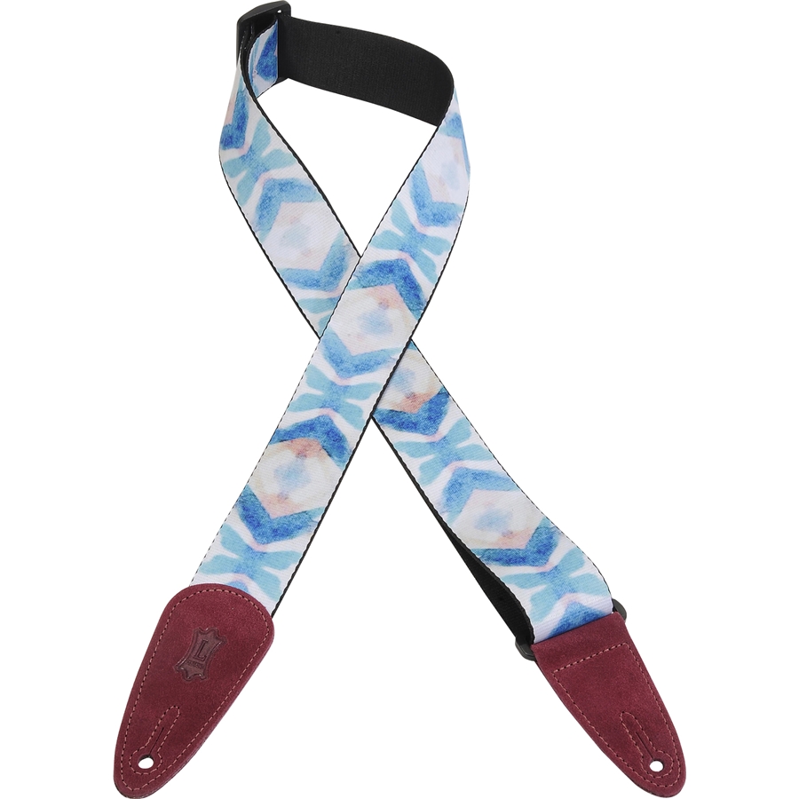 Levy’s MPSDS2-007 Tracolla in poliestere con terminali in pelle scamosciata Blue Tribal 2″
