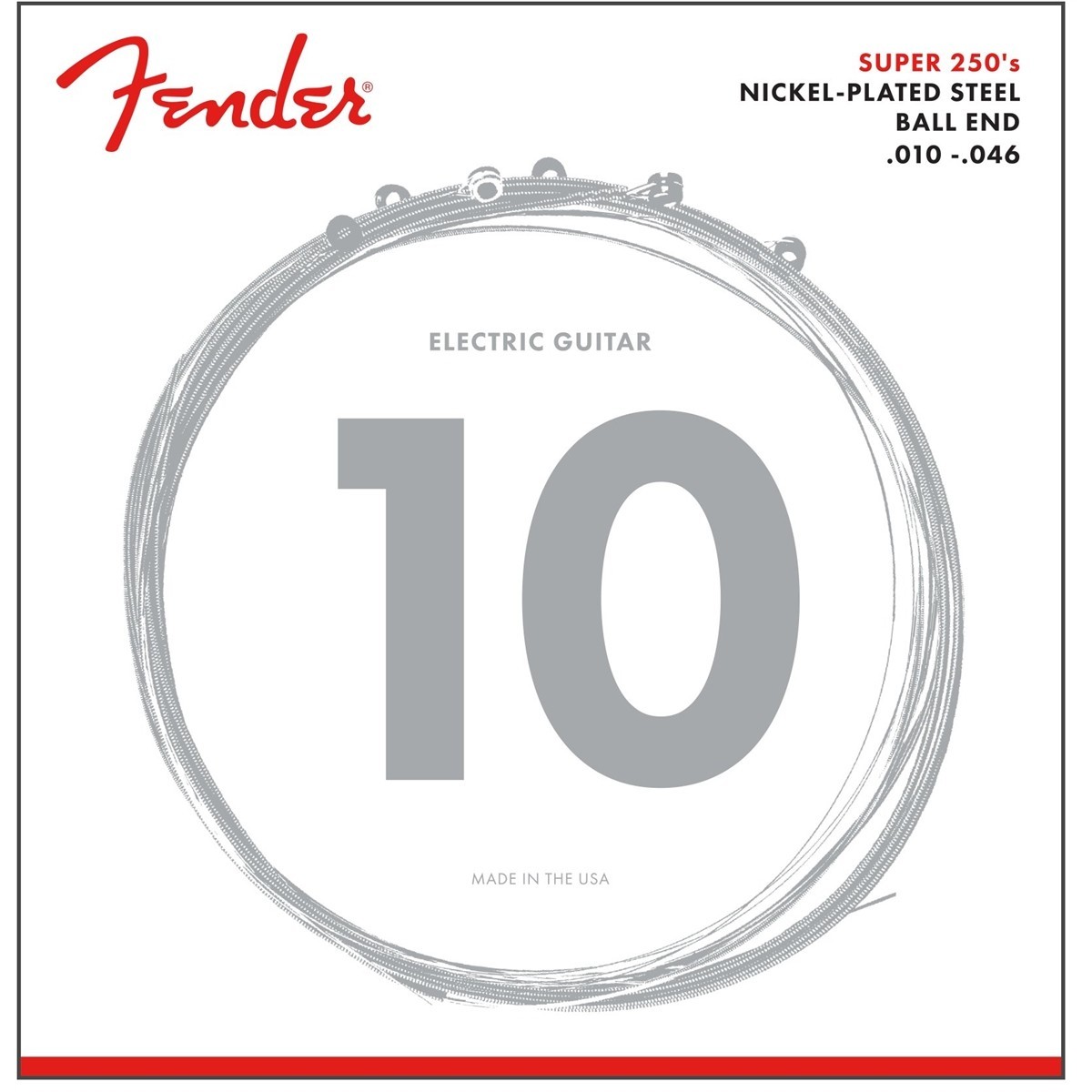 Fender Muta per chitarra Super 250, acciaio nichelato, Ball End, scalatura 250R .010-.046, (6)