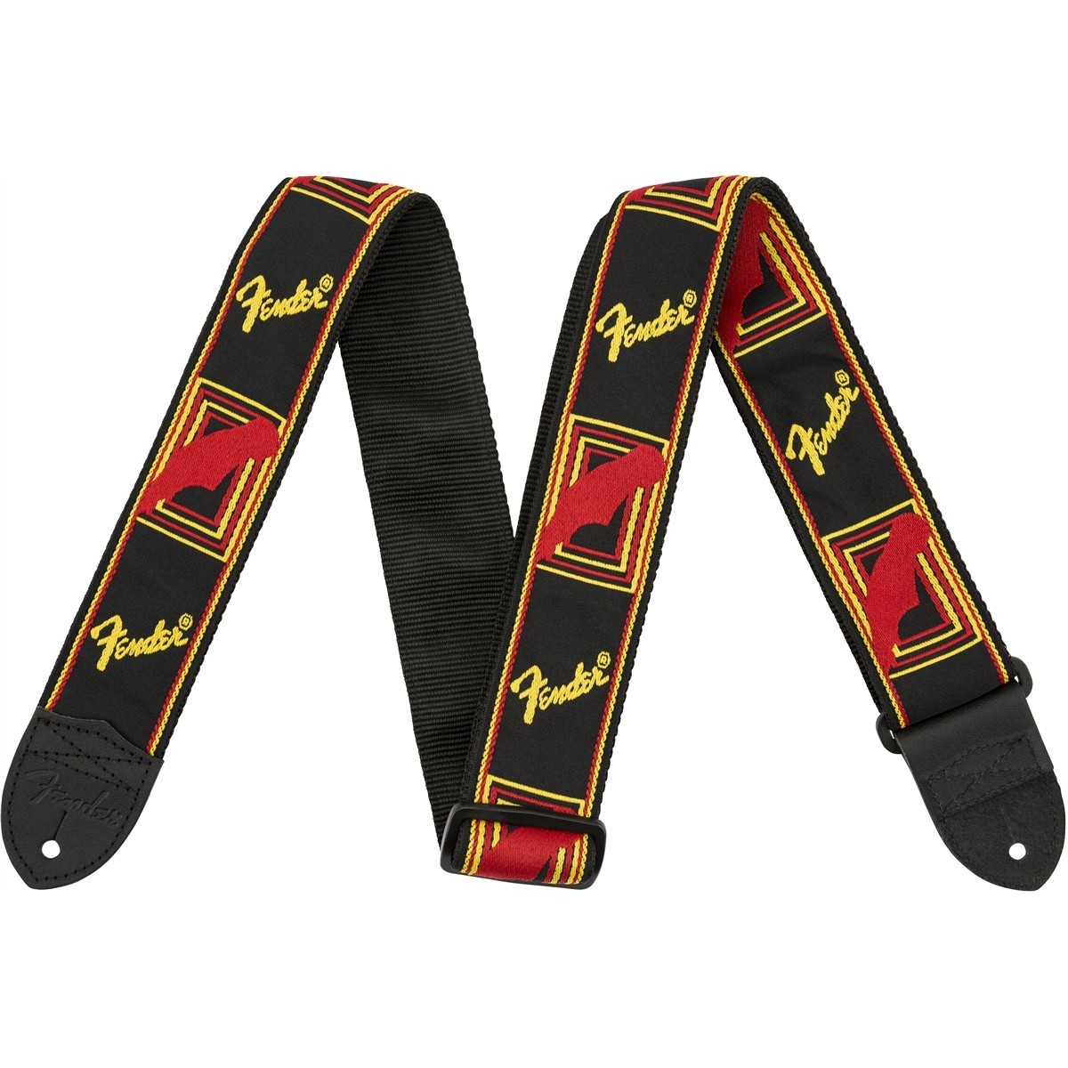 Fender Tracolla Fender® 2″ Monogrammed Black/Yellow/Red