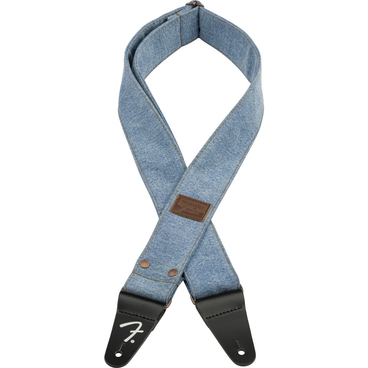 Fender Tracolla in denim rivettato Fender® x Wrangler®, Light Indigo