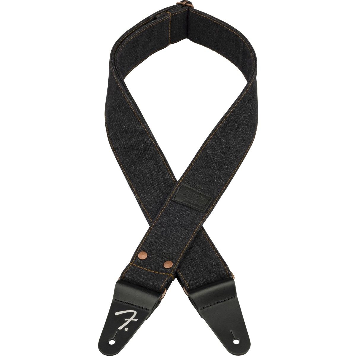 Fender Tracolla in denim rivettato Fender® x Wrangler®, Black