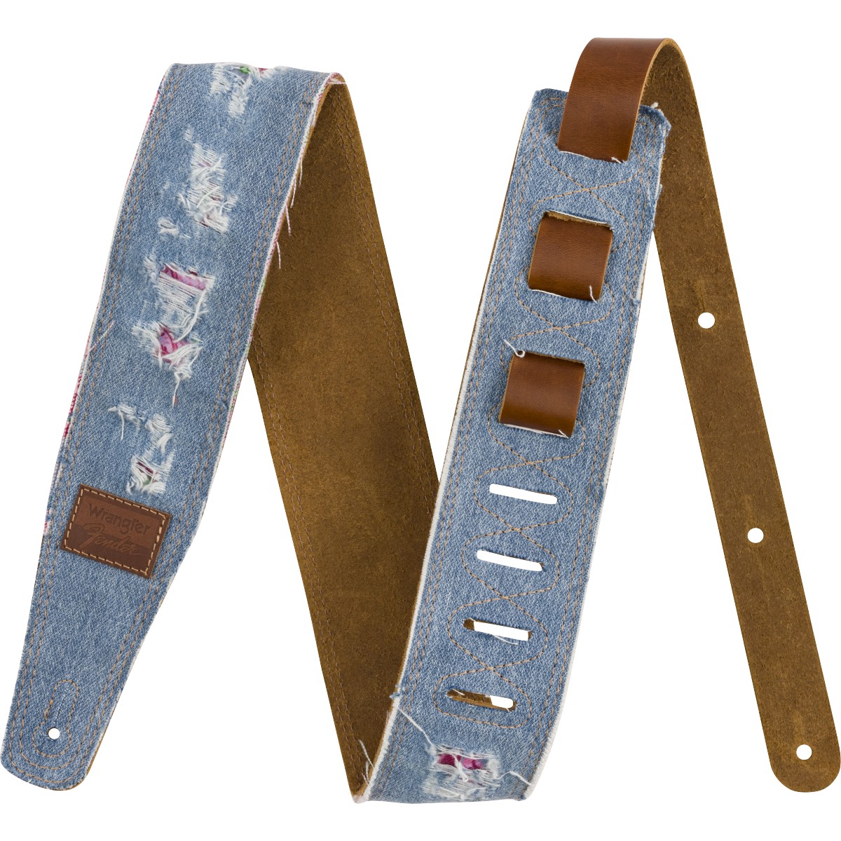 Fender Tracolla in denim strappato Fender® x Wrangler®, Indigo