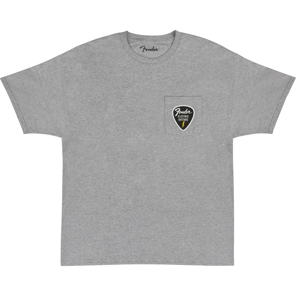 Fender T-shirt fender pick patch pocket tee, athletic grey, L