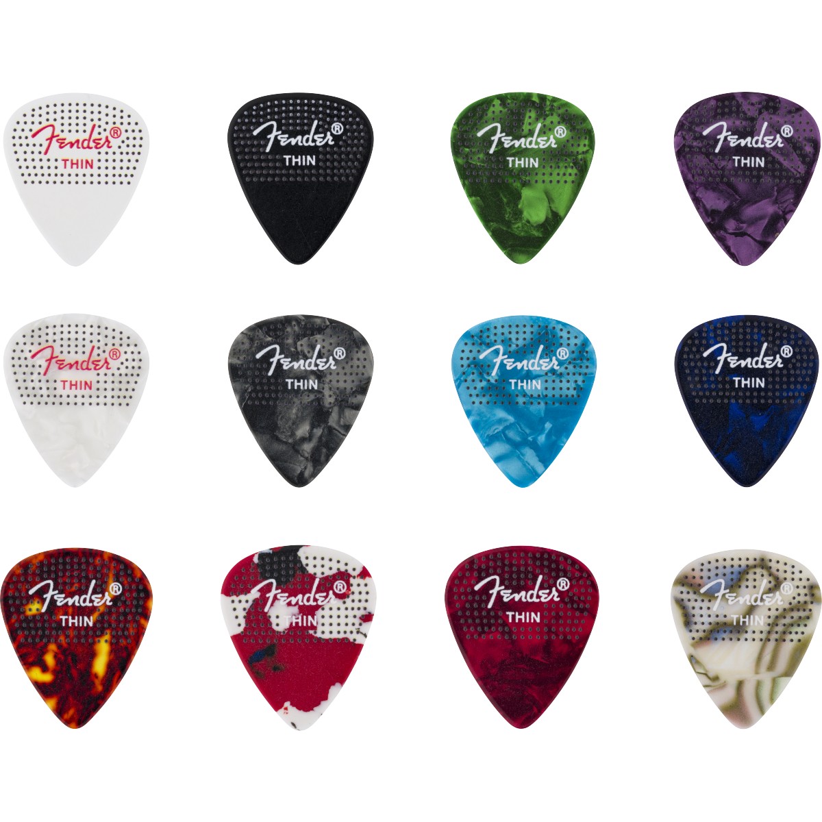 Fender Plettri Fender 351 Dotted Celluloid Picks, 12-Pack, Thin 1980200100