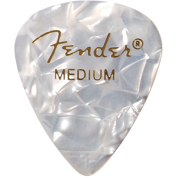 Fender Plettri Premium Celluloid 351 Shape Medium White Moto Confezione da 12