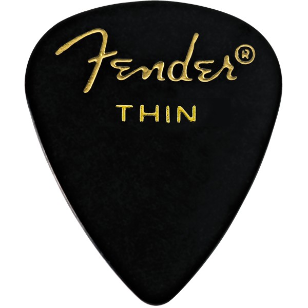 Fender Plettro Celluloide classica, nera, forma 351, Thin, conf. da 144 pz.